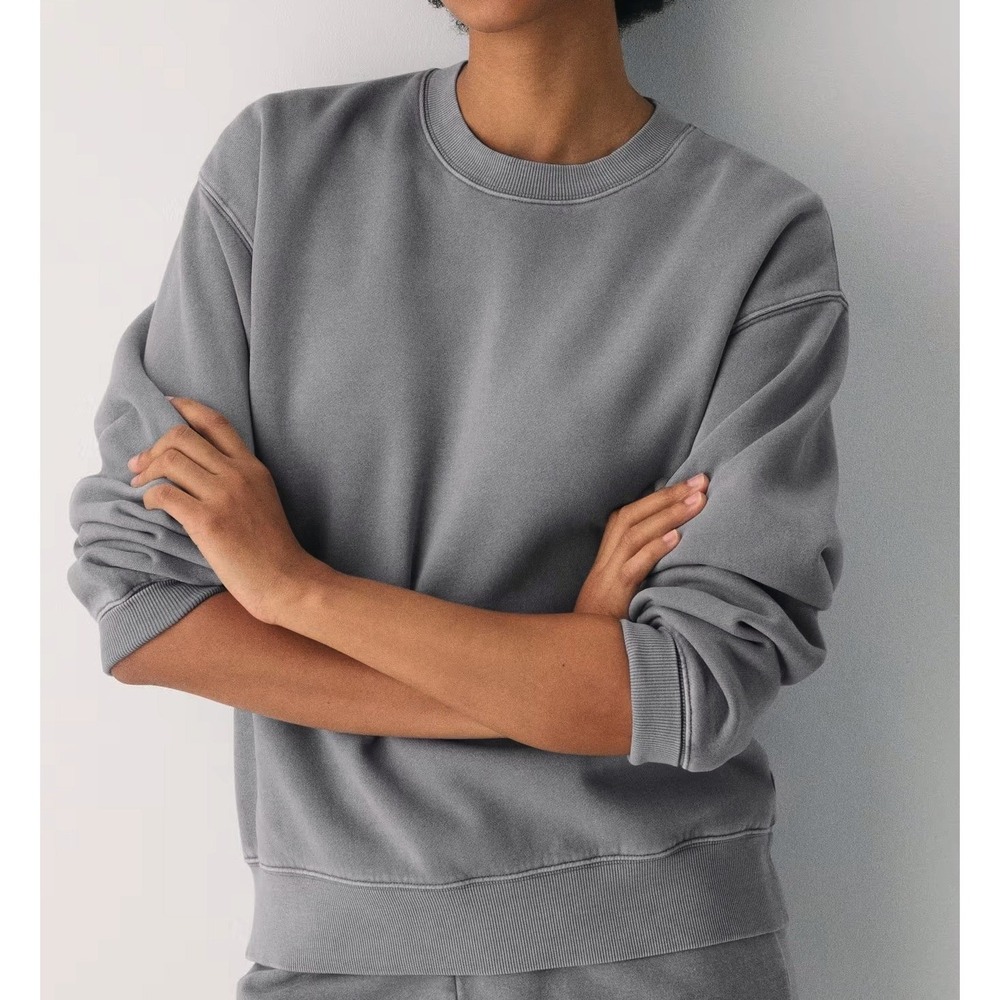 COS Mint gray Cotton Jersey‎ Mock Neck Pullover Sweatshirt Small